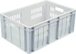 Ящик пластиковый морозостойкий перфорированный, 600x400x250 мм, 46 л, белый [201-1]