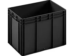 Ящик пластиковый сплошной 600х400х420 мм, 85 л, черный, sku: ЕС 6442.2 R
